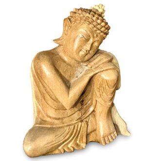 Kneeling Buddha - Leaning Wooden Buddha 30cm - Ferailles Shop