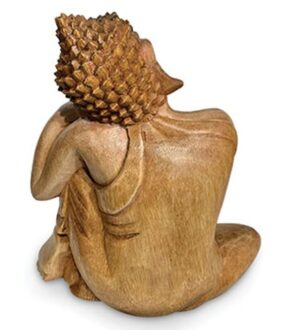 Wooden Leaning Buddha. View of its carved back. Price include UK P&P* Mainland only