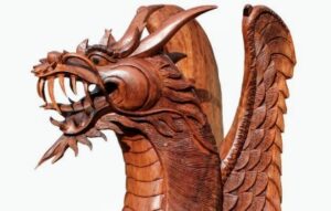 Ferailles - 150cm Tall One Piece Hancarved Suar Wood Dragon XXL ~ Head Close Up