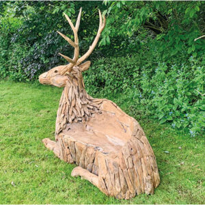 Sitting driftwood stag bench