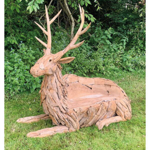 Teak Driftwood Stag Bench Garden Seat