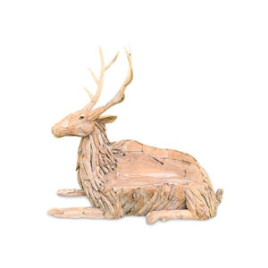 Teak driftwood stag sculpture seat