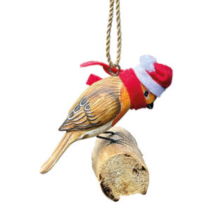 Hanging Robin Decoration with Santa Hat. Price includes free uk p&p, UK mainland only